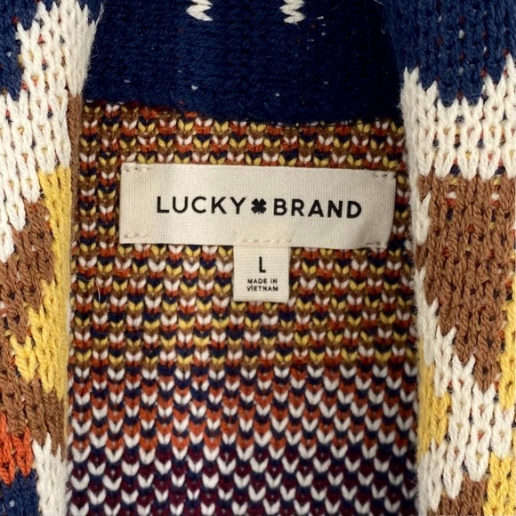 Lucky Brand Women's Southwestern Aztec Cardigan Sweater Size Large - Picture 6 of 11